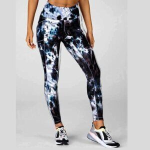 Aeropostale Sport Women's Black/White/Blue Tie Dye Print Leggings Size L/G